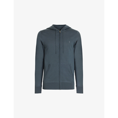 Shop Allsaints Mode Merino Wool Hoody In Beetle Blue