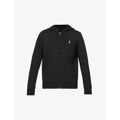 Shop Polo Ralph Lauren Long-sleeved Double-knit Relaxed-fit Jersey Hoody In Polo Black