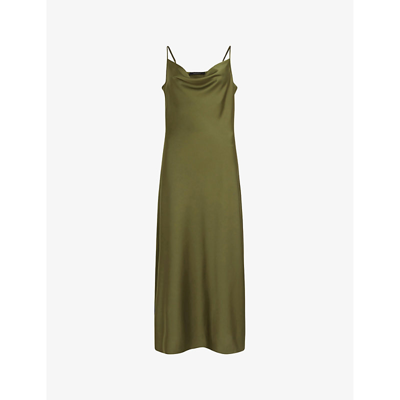 Allsaints Hadley Midi Dress In Khaki Green