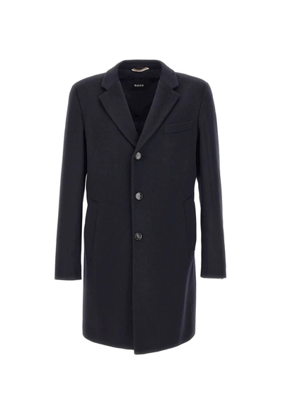 Hugo Boss H-hyde 234 Wool And Cashmere Coat In Blue | ModeSens