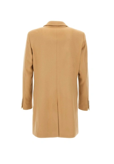 Shop Hugo Boss Boss "h-hyde 234" Wool And Cashmere Coat In Beige