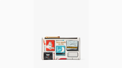 Kate Spade Morgan Matchbox Embossed Small Slim Bifold Wallet In Parchment