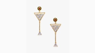 Shop Kate Spade Shaken Or Stirred Statement Earrings In Clear/gold
