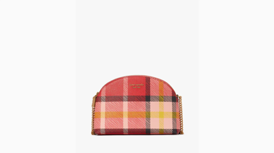 Shop Kate Spade Morgan Museum Plaid Double-zip Dome Crossbody In Red