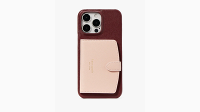 Shop Kate Spade Morgan Colorblocked Iphone 14 Pro Max Cardholder Case In Cordovan