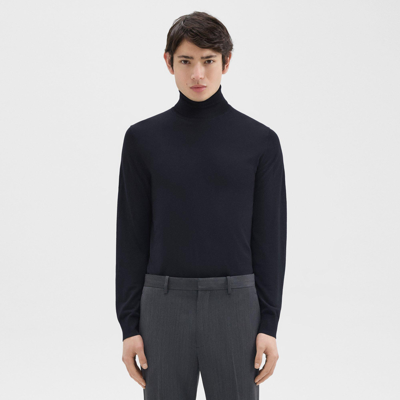 Shop Theory Turtleneck Sweater In Regal Wool In Navy