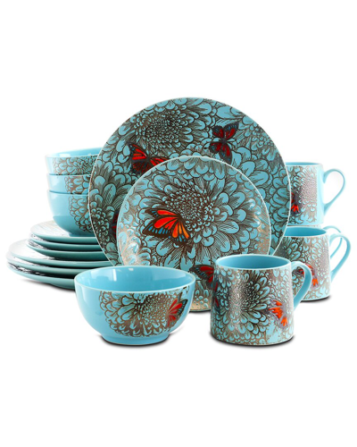 Shop Elama Butterfly Garden 16pc Stoneware Dinnerware Set