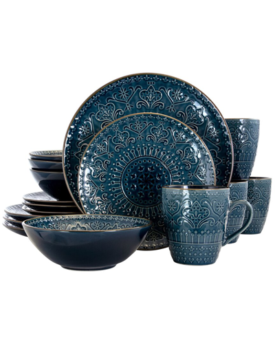 Shop Elama Deep Sea Mozaic 16pc 3-tier Stoneware Dinnerware Set