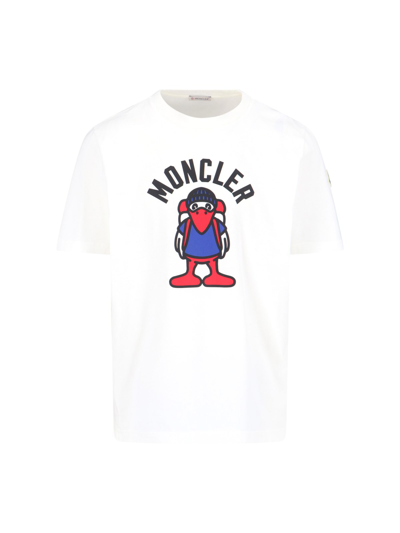 MONCLER: logo t-shirt - White  Moncler t-shirt 8D000068790M online at
