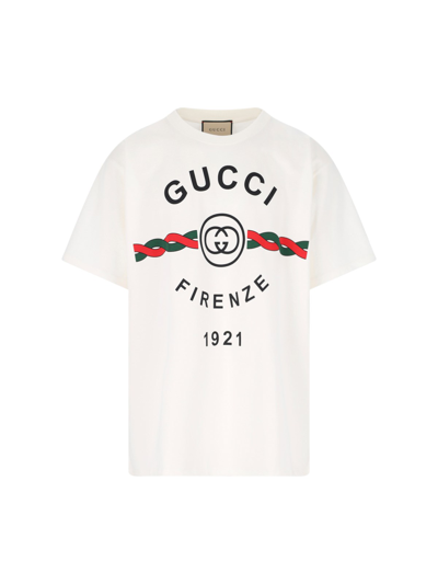 Shop Gucci 'firenze 1921' Print T-shirt In White