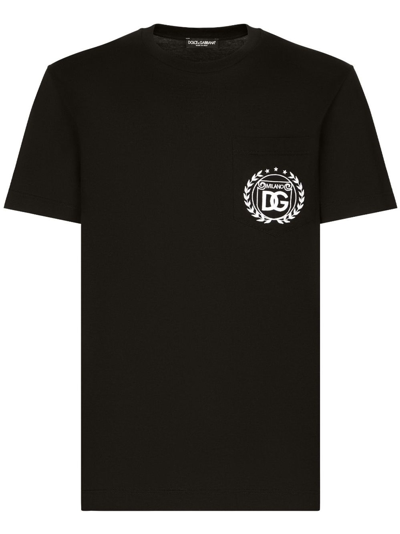 Shop Dolce & Gabbana Embroidered Logo T-shirt In ブラック