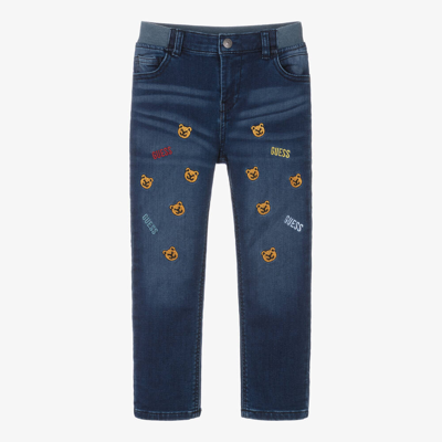 Guess Kids' Boys Blue Embroidered Jersey Jeans | ModeSens