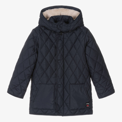 Shop Mayoral Boys Navy Blue Quilted Coat