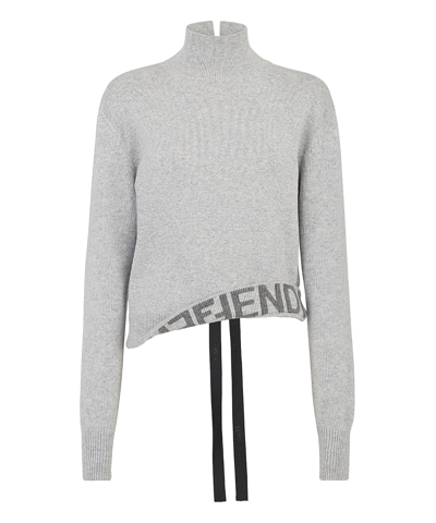 Shop Fendi Roll-neck Sweater In Grey