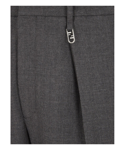 Shop Fendi Trousers In Grey