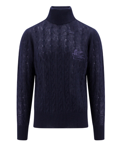 Shop Etro Roll-neck Sweater In Blue