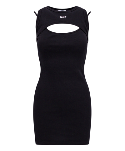 Shop Off-white Mini Dress In Black