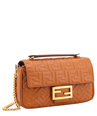 Shop Fendi Baguette Crossbody Bag In Brown