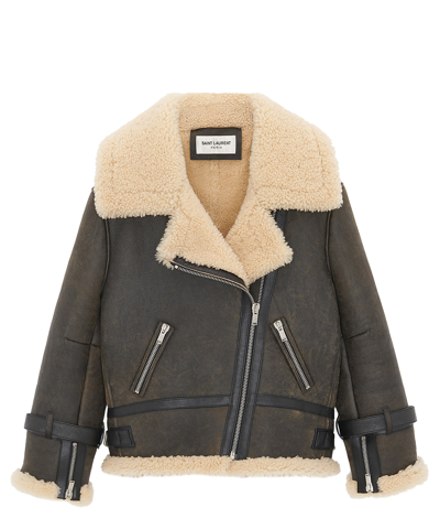 Shop Saint Laurent Leather Jackets In Brown