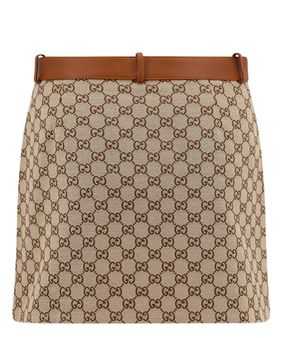 Shop Gucci Mini Skirt In Beige