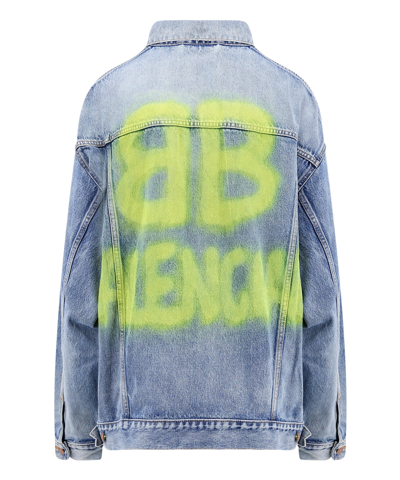 Shop Balenciaga Denim Jacket In Blue