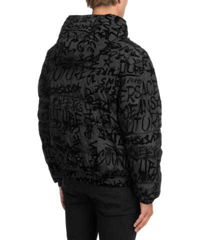 Shop Versace Jeans Couture Logo Graffiti Down Jacket In Black