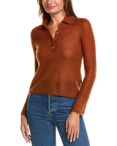 Shop Vince Brushed Mohair & Wool-blend Polo Sweater In Brown