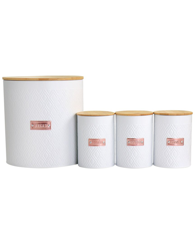 Shop Megachef 4pc Argyle Canister Set With Bamboo Lids