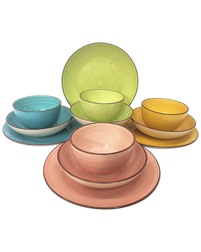 Shop Elama Hudson 12pc Double Bowl Stoneware Dinnerware Set