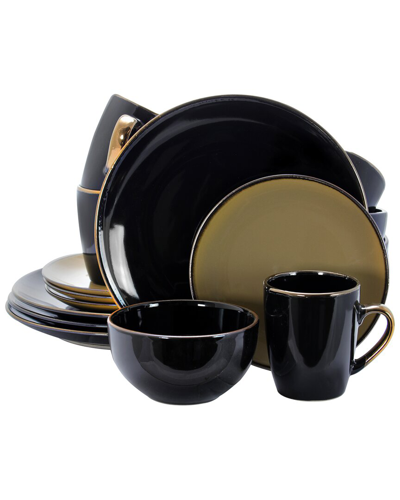 Elama Cambridge Grand 16-pc. Stoneware Dinnerware Set In Black