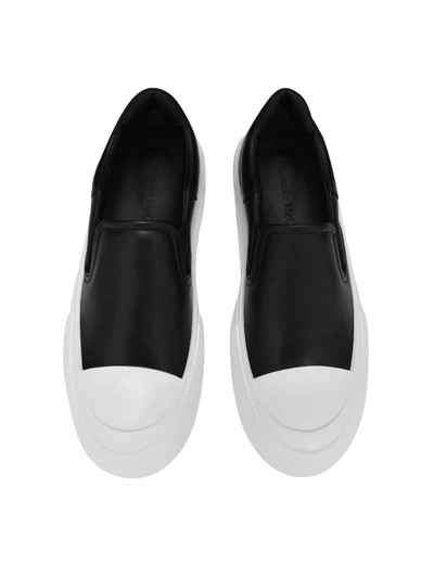Shop Alexander Mcqueen Deck Plimsoll Slip On Sneakers In Black