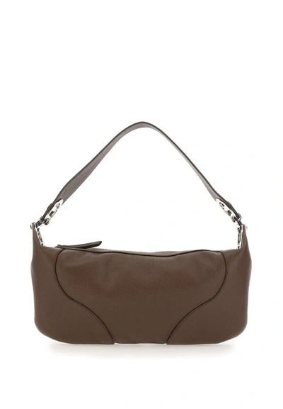 Shop By Far "amira" Leather Bag In Brown