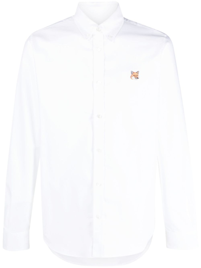 Shop Maison Kitsuné Fox Head Cotton Shirt - Men's - Cotton In White