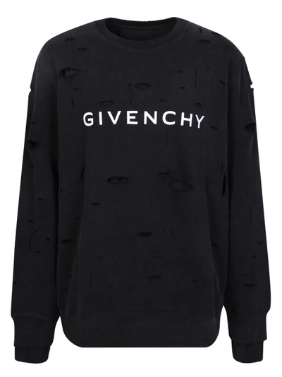 Shop Givenchy Hole Details Black Sweatshirt