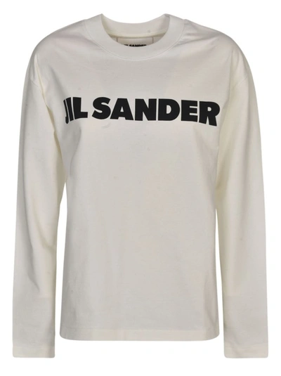 Shop Jil Sander Porcelain Logo-print Cotton Sweatshirt In Neutrals