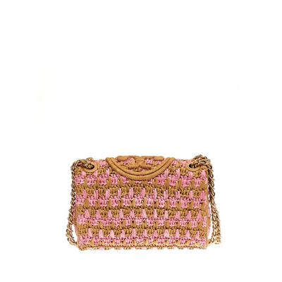 Shop Tory Burch Shoulder Bag Pink And Beige Crochet In Brown
