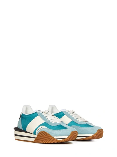 Shop Tom Ford Blue Lace-up Sneakers