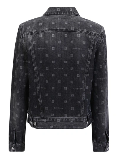 Shop Givenchy Iconic 4g Motif All-over Denim Jacket In Black