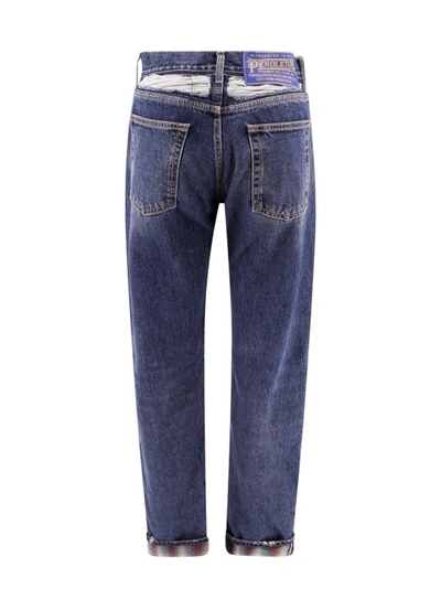 Shop Maison Margiela Cotton Jeans With Wool Madras Details In Blue