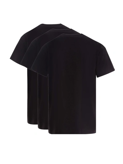 Shop Jil Sander Organic Cotton T-shirt Set With Logo Label In Black