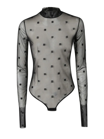 Shop Givenchy Semi-sheer Polka-dot Bodysuit In Black