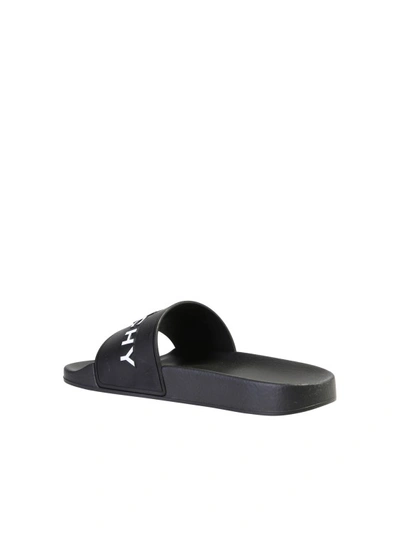 Shop Givenchy Logo Print Rubber Slide Sandals In Black