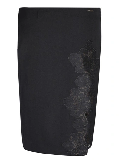 Shop Dsquared2 Dana Skirt With Lace Detailing In Virgin Wool In Black