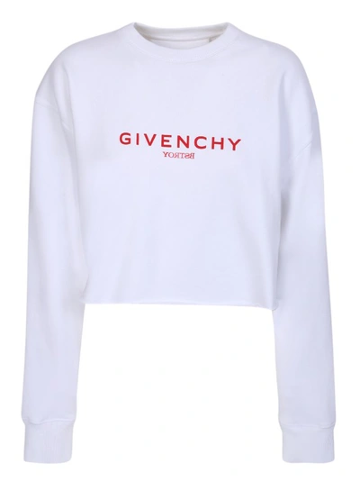 Shop Givenchy Crop Sweatshirt With Logo In White