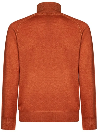 Shop Etro Orange Knit Roll Neck Sweater