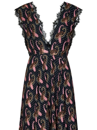 Shop Etro Black Paisley And Polka Dot Pattern Dress