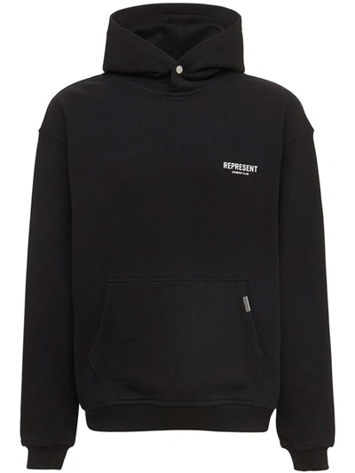 Shop Represent Cotton Sweatshirt With Logo Print In Black