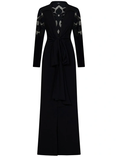Shop Etro Black Long Stretch Jersey Dress