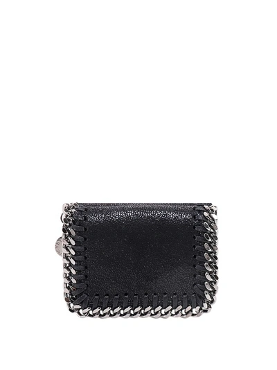 Shop Stella Mccartney Alternative Material To Leather Wallet With Iconic Chain In Black