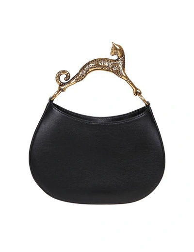 Shop Lanvin Hobo Cat Bag In Black Leather